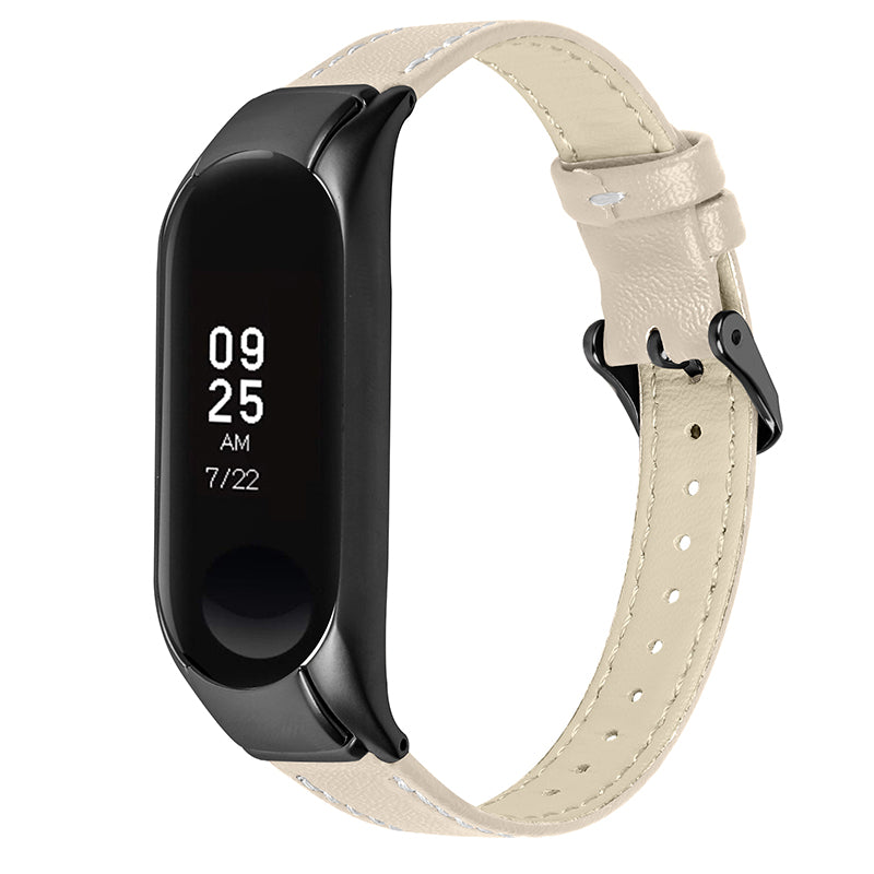 For Xiaomi Mi Band 7 Genuine Cowhide Leather Watch Strap Replacement Watchband with Black Watch Case For Xiaomi Mi Band 7 Genuine Cowhide Leather Watch Strap Replacement Watchband with Black Watch Case